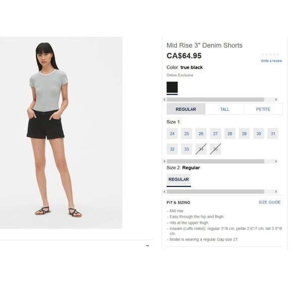 2/$30 New Gap black denim shorts size 28 - Picture 2 of 4